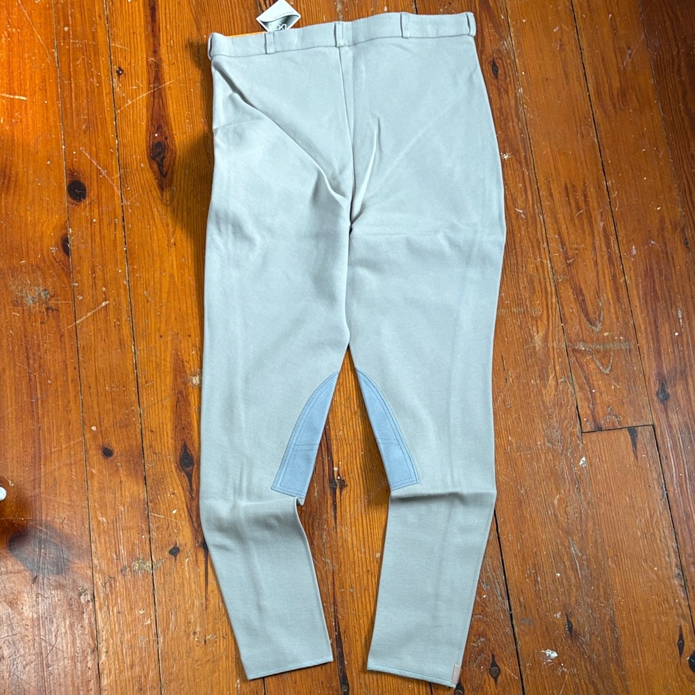 NWT Dublin Gray Equestrian Riding Pants Breeches Size 34 Regular Knee Patch - Picture 4 of 4